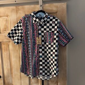 Chubbies Men's Vibrant Checkered and Striped Shirt